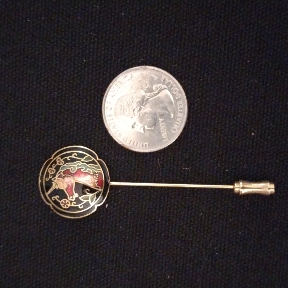 Vintage Enameled Unicorn Stick Pin/Hat Pin - Picture 4 of 4